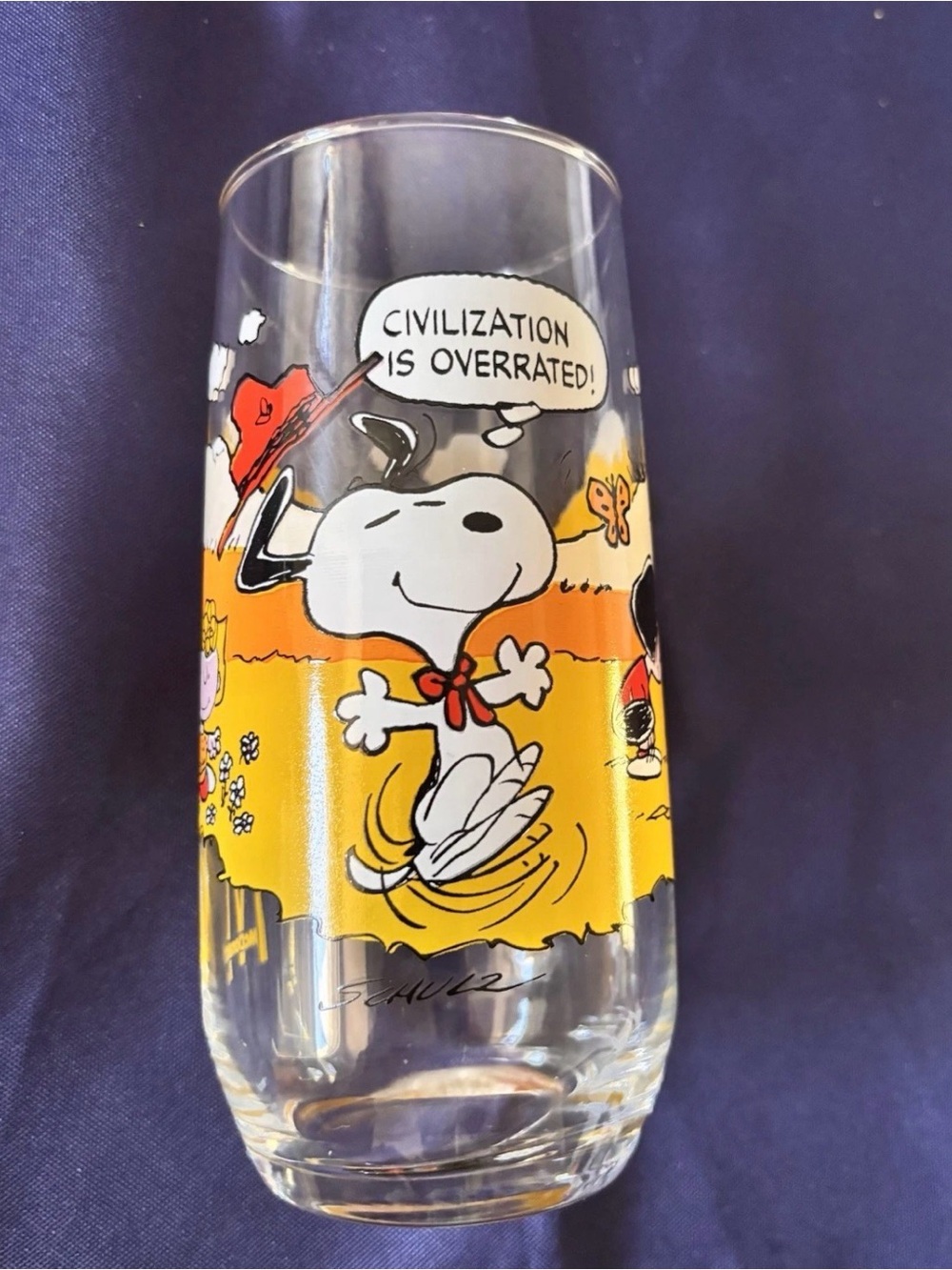 McDonald’s Peanuts Camp Snoopy Collection Glass Civilization Is Overrated 1983